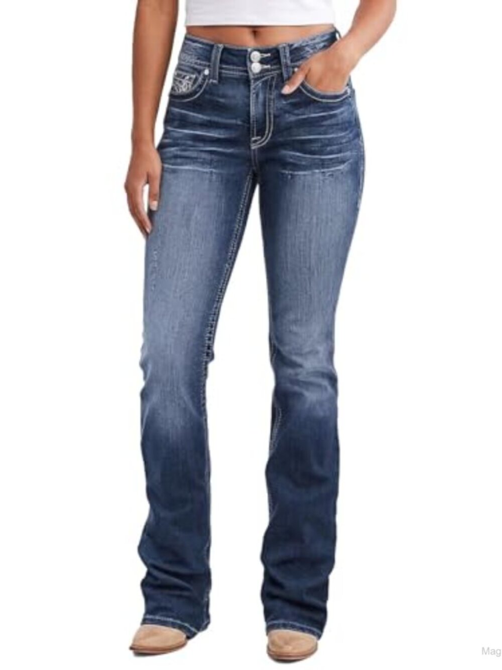 High Waist Boot Cut Flare Jeans for Women Stretch Denim